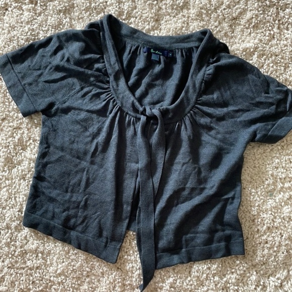 Boden Silk and Linen girls blue cardigan